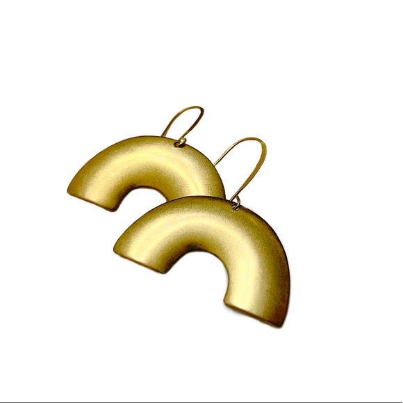 Golden Rainbow Arch Pierced Dangle Earrings - Picture 3 of 3